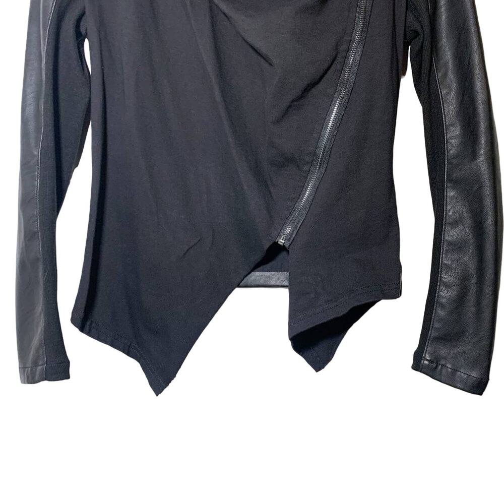 BlankNYC Private Practice Faux Leather Front Draped Moto Jacket Black Small - Picture 6 of 14